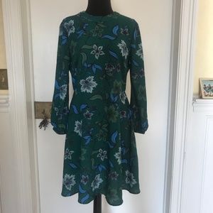 Green Printed Aline Dress